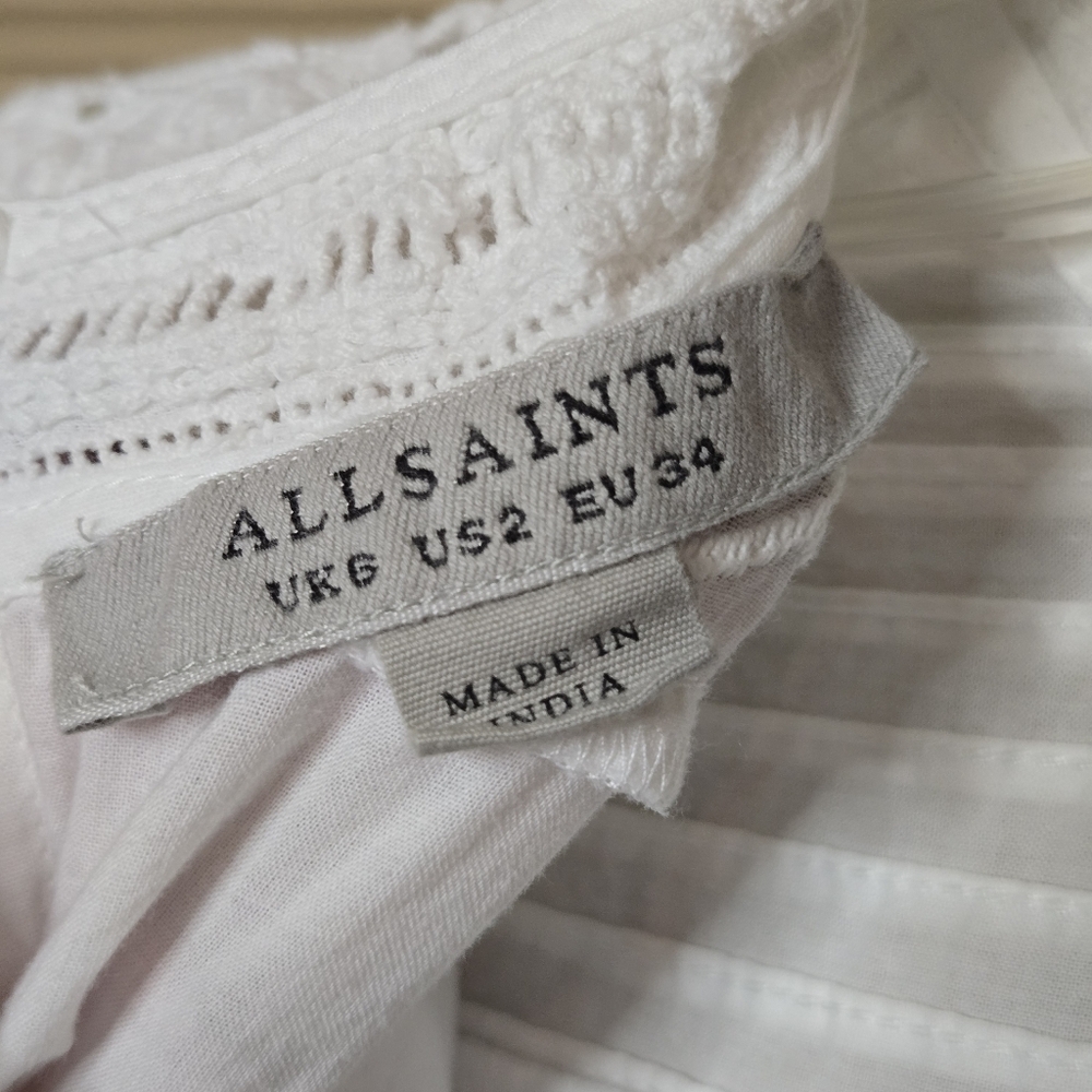 All Saints Elaia Embroidered Lace Trim Top - Picture 10 of 12
